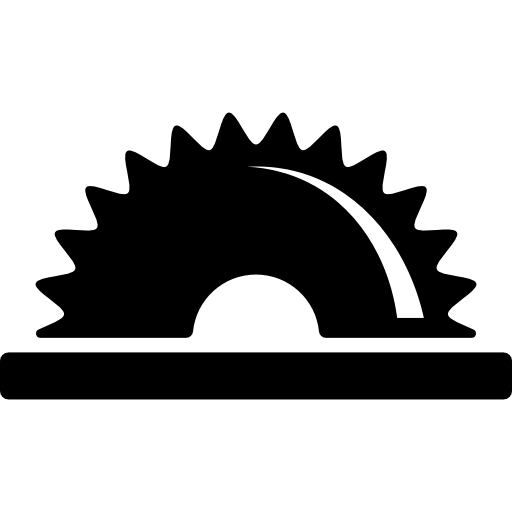 Saw half cogwheel symbol